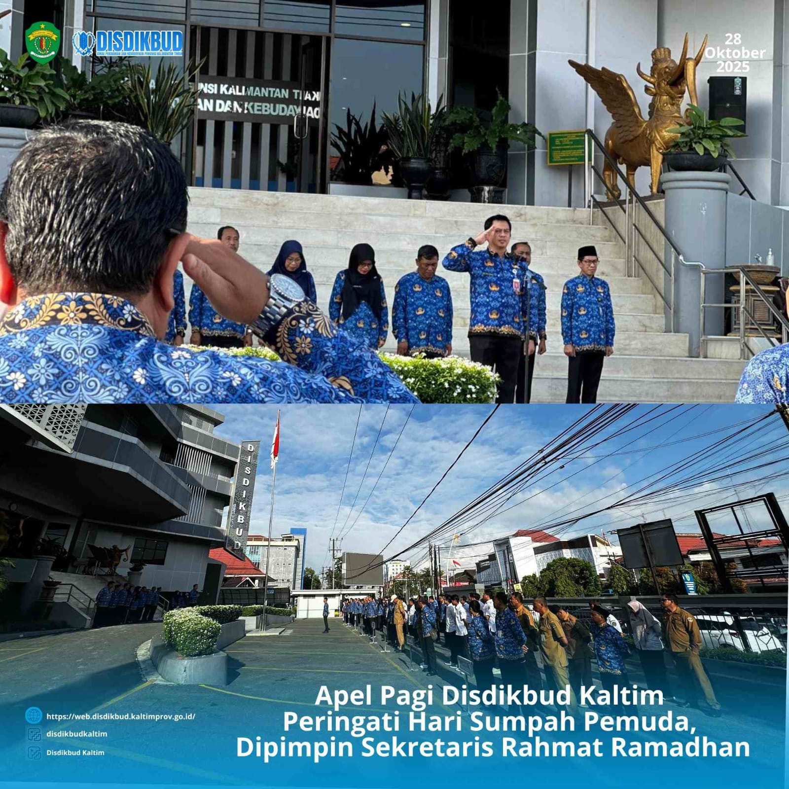 Apel Pagi Disdikbud Kaltim Peringati Hari Sumpah Pemuda, Dipimpin Sekretaris Rahmat Ramadhan