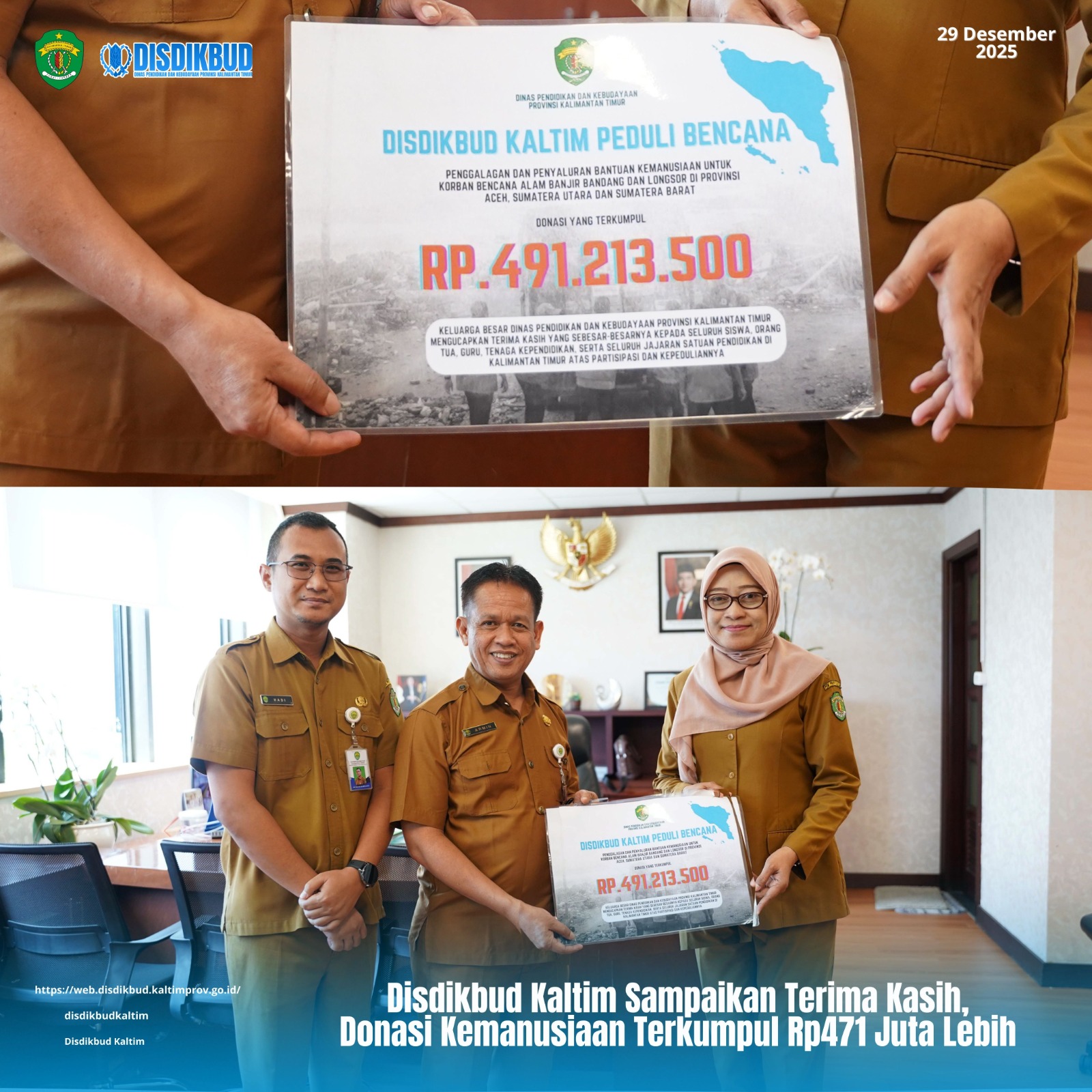 Disdikbud Kaltim Sampaikan Terima Kasih, Donasi Kemanusiaan Terkumpul Rp471 Juta Lebih