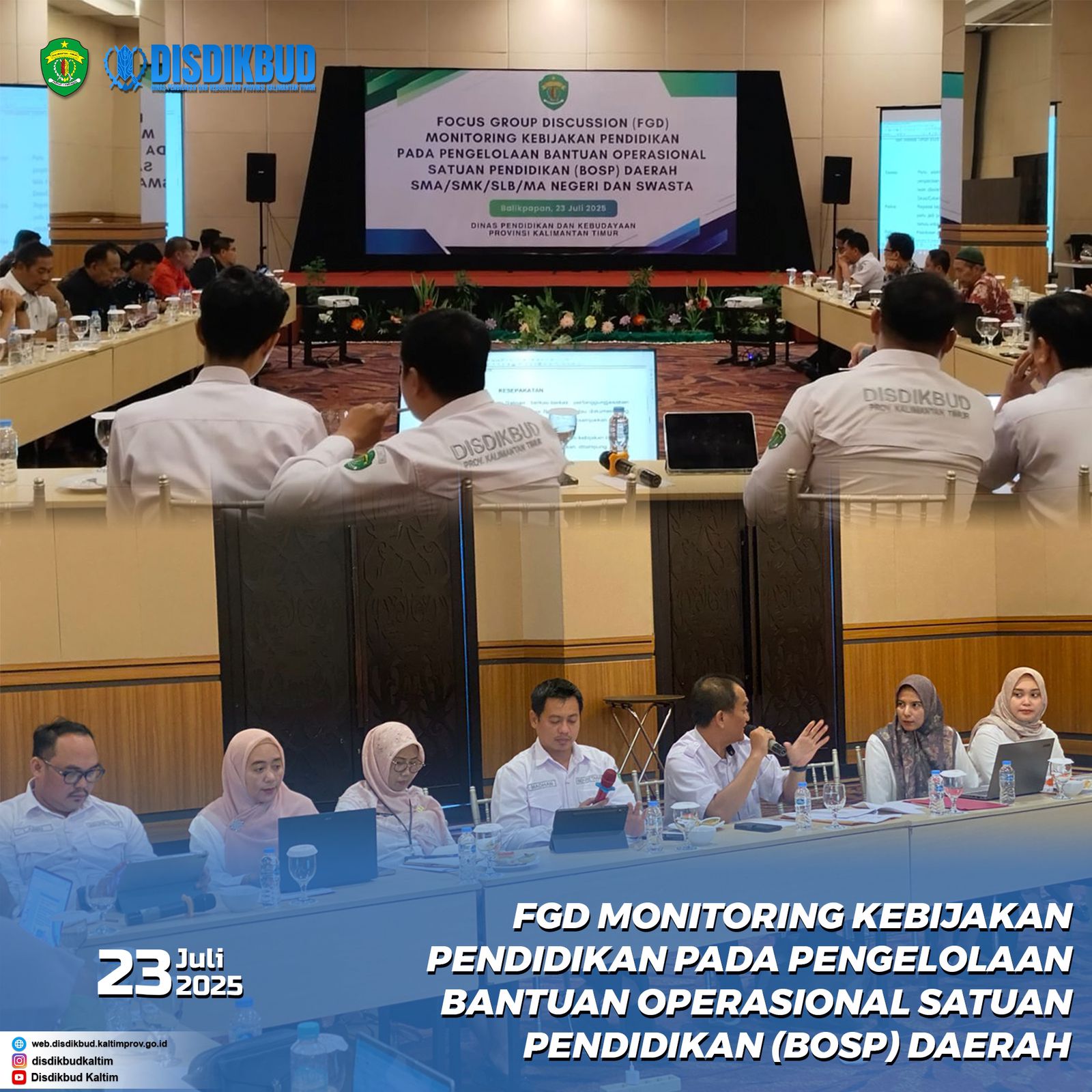Disdikbud Selenggarakan FGD Monitoring Kebijakan Pendidikan Pengelolaan Bantuan BOSP Daerah