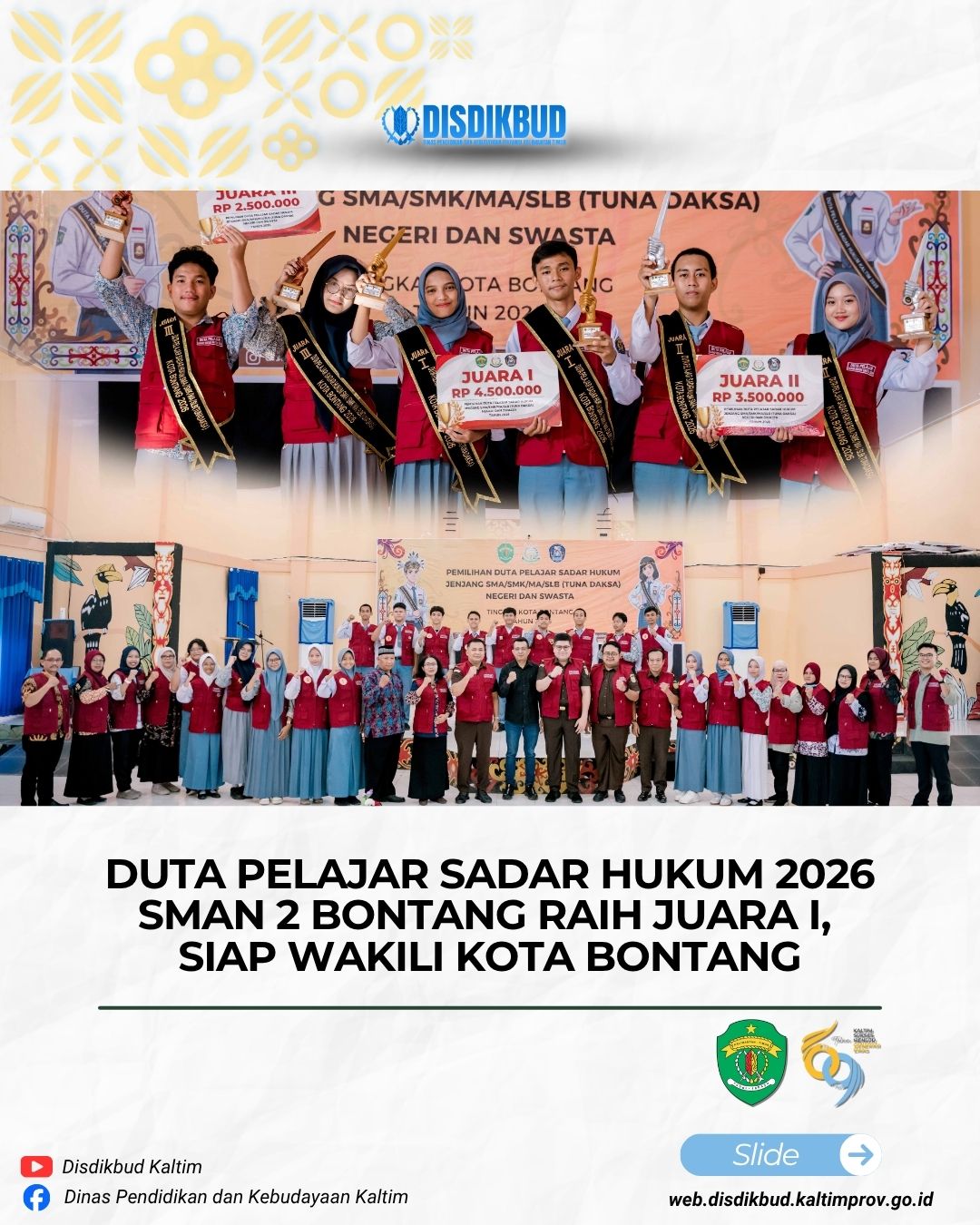 Duta Pelajar Sadar Hukum 2026: SMAN 2 Bontang Raih Juara I, Siap Wakili Kota Bontang