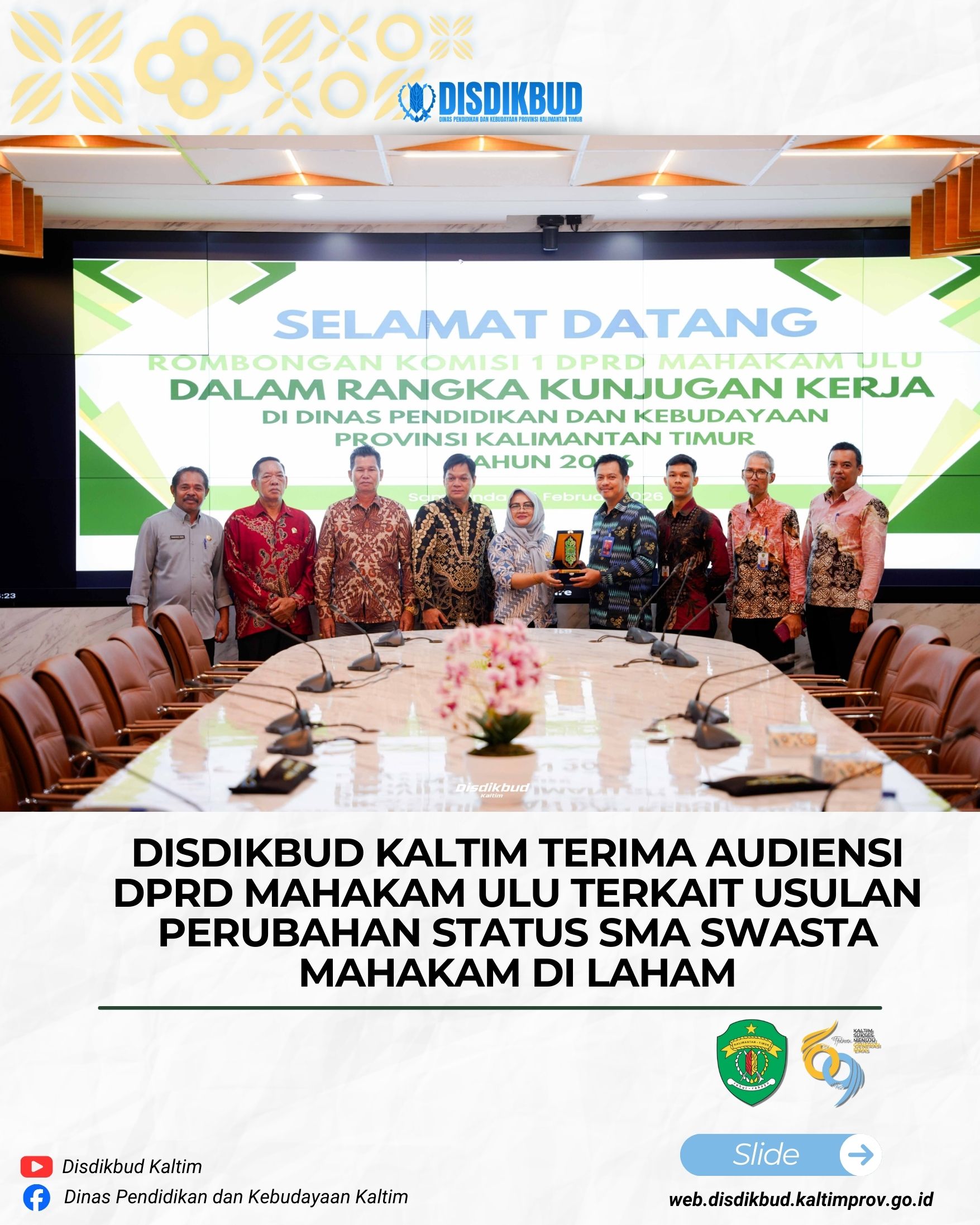 Disdikbud Kaltim Terima Audiensi DPRD Mahakam Ulu Terkait Usulan Perubahan Status SMA Swasta Mahakam di Laham