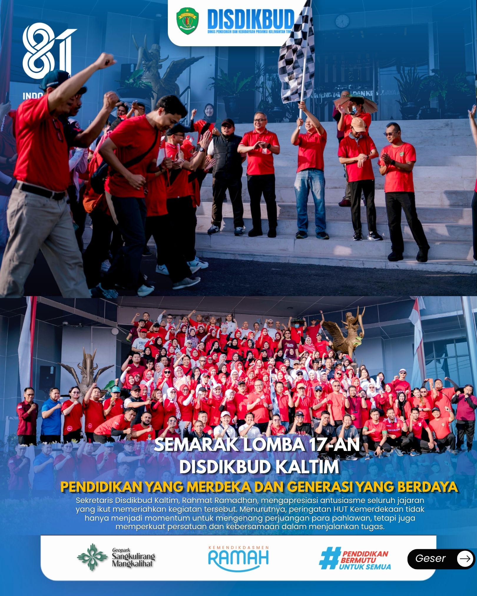 Semarak Lomba 17-an Disdikbud Kaltim, Pendidikan yang Merdeka dan Generasi yang Berdaya