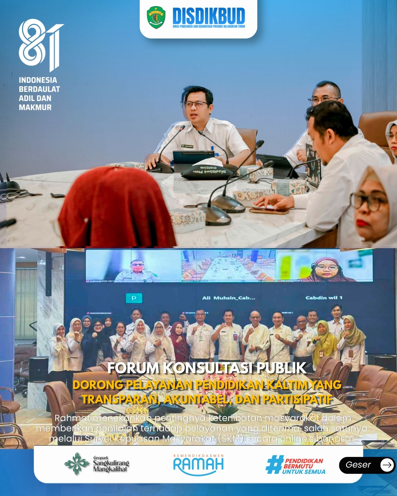 Forum Konsultasi Publik Dorong Pelayanan Pendidikan Kaltim yang Transparan, Akuntabel, dan Partisipatif