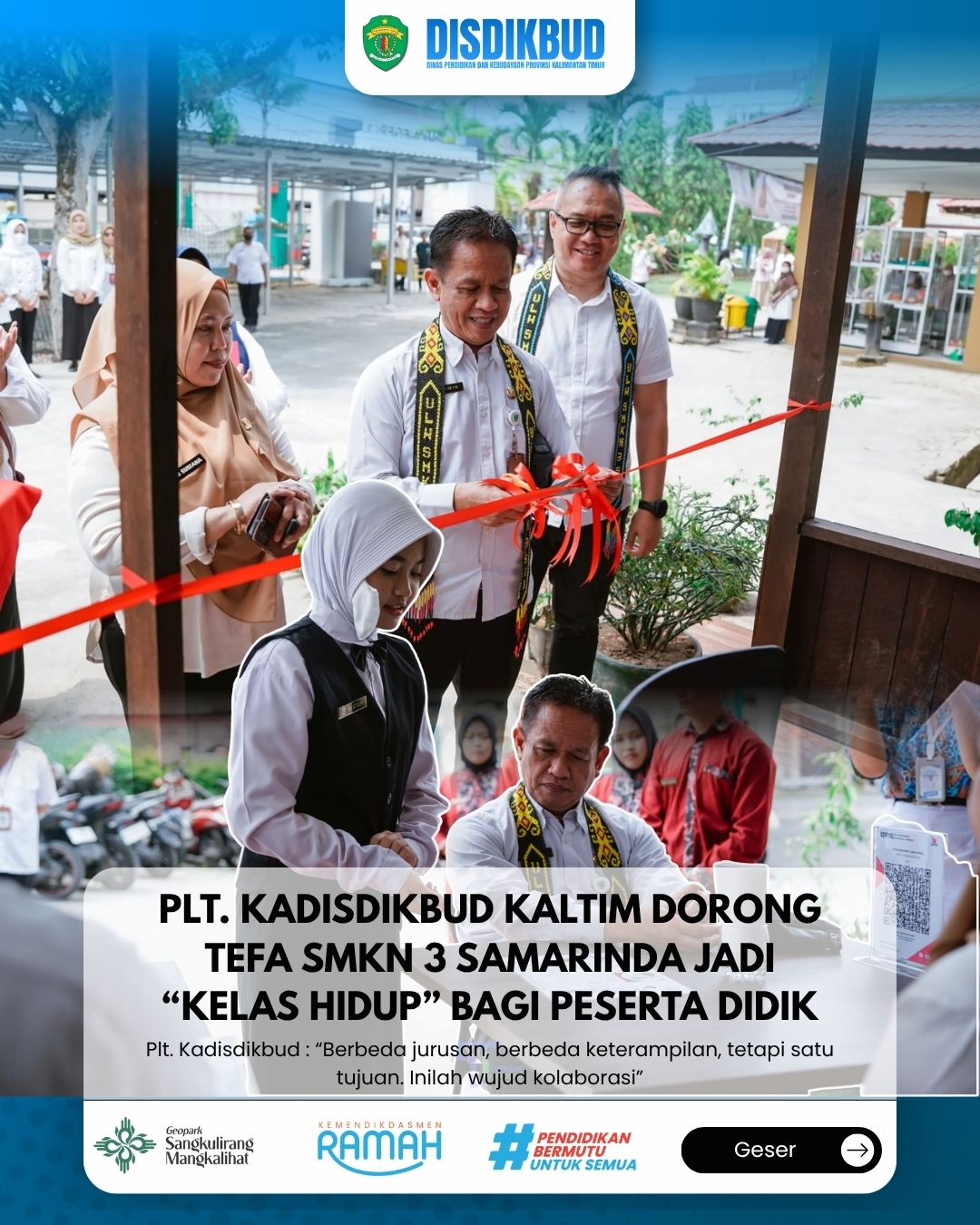 Gambar berita: Plt. Kadisdikbud Kaltim Dorong TeFa SMKN 3 Samarinda Jadi “Kelas Hidup” Bagi Peserta Didik