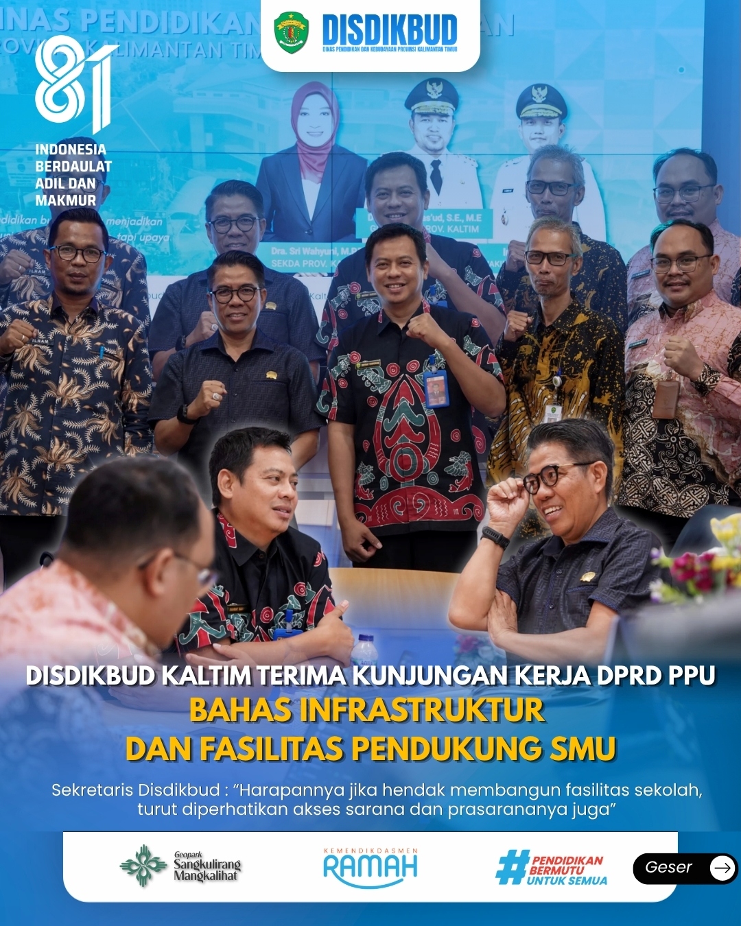 Disdikbud Kaltim Terima Kunjungan Kerja DPRD Penajam Paser Utara Bahas Infrastruktur dan Fasilitas Pendukung SMU