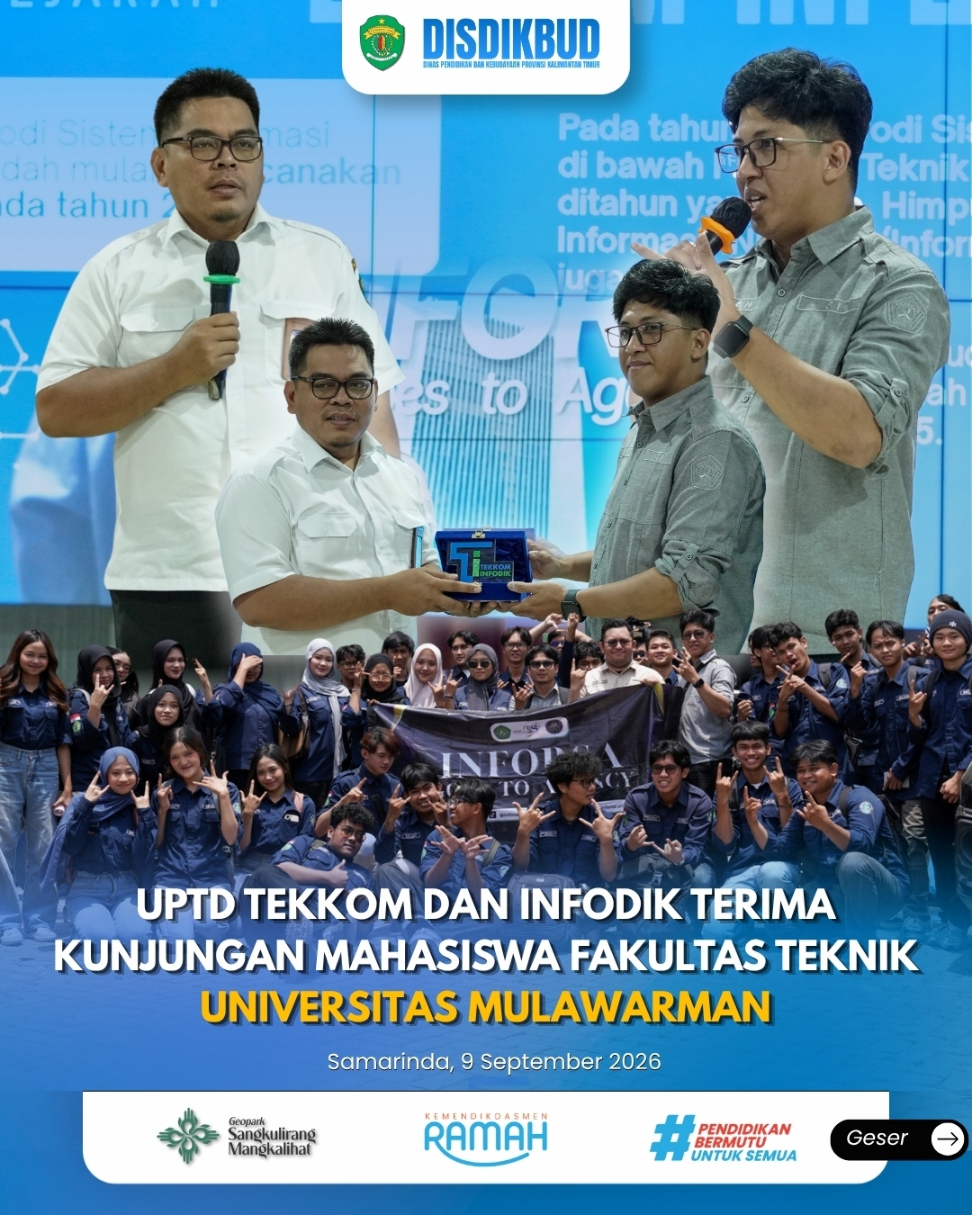UPTD Tekkom dan Infodik Terima Kunjungan Mahasiswa Fakultas Teknik Universitas Mulawarman
