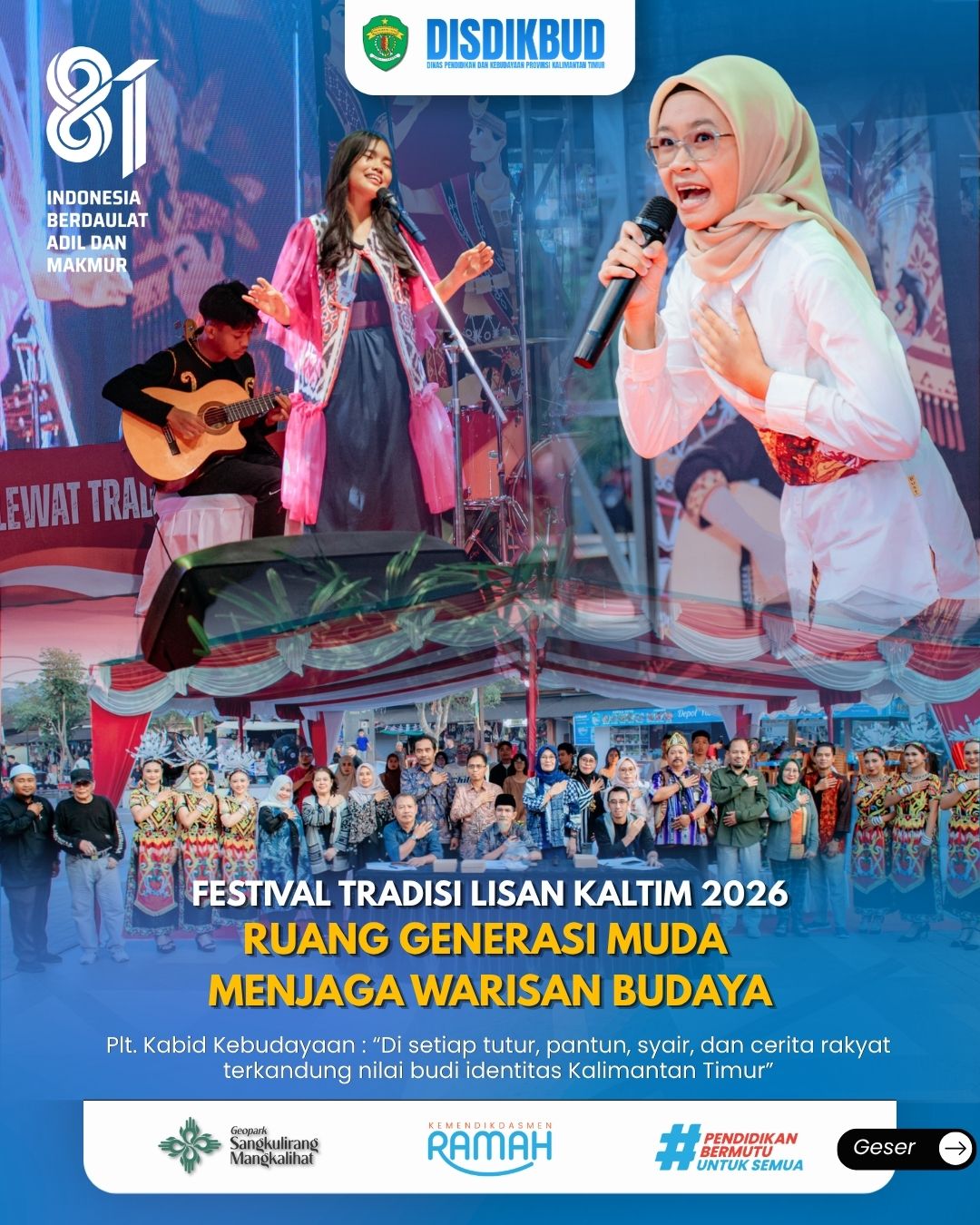 Festival Tradisi Lisan Kaltim 2026, Ruang Generasi Muda Menjaga Warisan Budaya